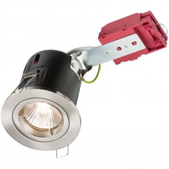Foco Empotrable Fijo GU10 IC con Clasificación de Fuego en Cromo Cepillado, 230V 50W - Knightsbridge