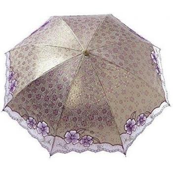 Cherry Blossom plegable paraguas fuerte Sun Protección UV UPF50 + Encaje canopy-purple Flores