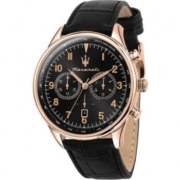 Maserati Tradizione Leather Watch Black Dial for Men, One Size