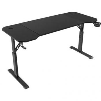 Mesa Gaming Ergonómica Ajustable MGD-ERGO140, 3 Posiciones, Estructura Metálica, Alfombrilla XXL, Soporte para Auriculares y Bebida, Gestión de Cableado, 140x60cm