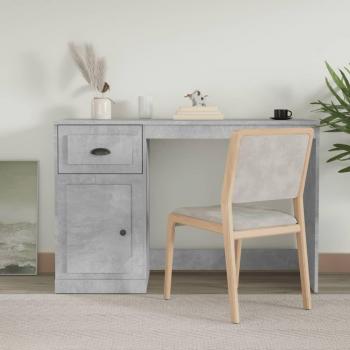 Escritorio de Madera Multicapa con Cajón en Color Hormigón Gris - 115x50x75 cm