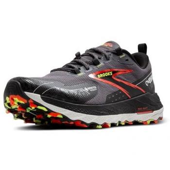 Zapatillas de trail running Brooks Cascadia 18 GTX para hombre, color gris oscuro y rojo, talla 45