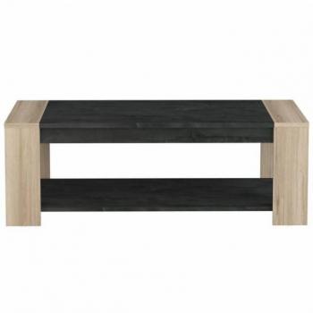 Mesa de Centro Sheffield con 2 Huecos para Salón Comedor, Color Kronberg y Sidewalk, Estilo Industrial, Dimensiones 38x110x53 cm