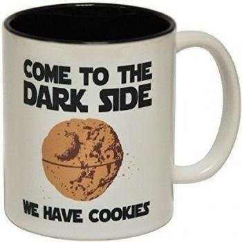123t tazas COME TO THE DARK SIDE con texto en galletas y taza con texto en inglés de cerámica Interior negro