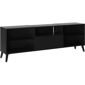 Mueble de TV Calicosy con 1 cajón y 5 baldas, color negro, dimensiones 153,5 x 31,7 x 52 cm
