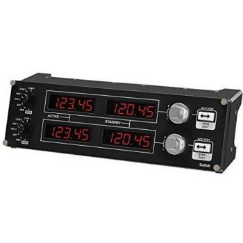 Logitech G Saitek Pro Flight Radio Panel Controlador de Radio de Simulación de Vuelo, 4 Pantallas Led Independientes con Controles, Modular y Personalizable, PC - Negro