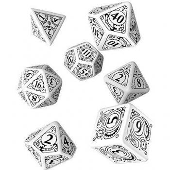 Juego de Dados Steampunk Blanco y Negro (7 Piezas)