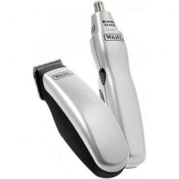 Cortapelos Inalámbrico Wahl 9962-1816 Recargable con Recortadora de Nariz, Kit de Viaje, Plateado y Negro