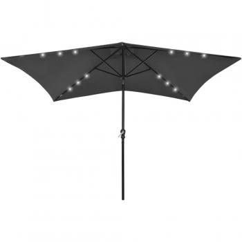 vidaXL Garden Parasol with LEDs and Steel Pole Anthracite 2x3 m