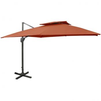 Paraguas voladizo con cubierta doble 300x300 cm terracota