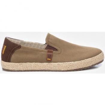 Zapatillas taupe de lona con piso de esparto y plantillas suaves
