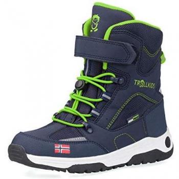 Trollkids Botas de Invierno para niños Lofoten XT, Color Azul Marino/Verde víbora Talla 3,5; 4-5 años