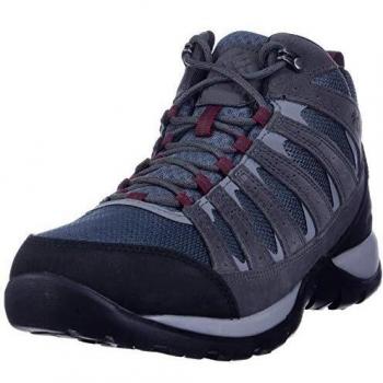 Columbia Redmond V2 Mid, Zapatillas de Senderismo Impermeables Mujer, Gris, Rojo
