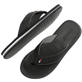 AX BOXING Chanclas Hombre Playa Caballeroso Cuero Flip Flop Sandalias Azul Rojo Antideslizante Interior Al Aire Libre Tamaño 40-46