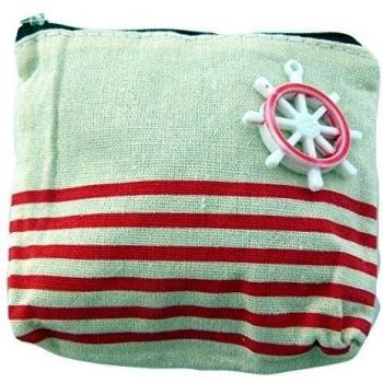 Zakka estilo Pequeño Lino bolsa de la cremallera / la moneda del monedero - Yelmo rojo