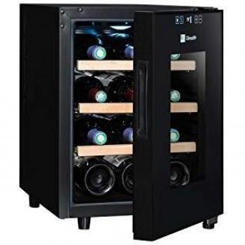 Vinoteca Climadiff CC12 Libre Instalación, Ciclo de Refrigeración Cíclico, Capacidad para 12 Botellas, Color Negro, Clase Energética G