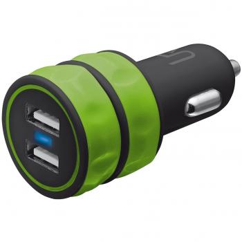 Trust Urban - Cargador doble USB universal de coche para smartphone, verde