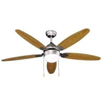 Evila GS2813 Ventilador techo con Luz 52' 5 aspas madera Cerezo