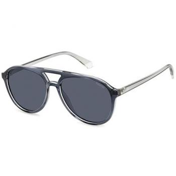 Polaroid PLD 4162/S Unisex Polarized Aviator Sunglasses, Grey/Blue, Size 56 MM