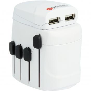 Skross Pro - Adaptador Universal de Viaje, 2-3 Polos, USB, Color Blanco