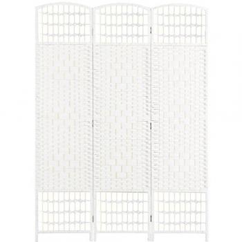 HOMCOM Biombo Separador de Ambientes Plegable de 3 Paneles 120x170 cm de Fibra de Papel y Marco de Madera, Decoración Elegante para Dormitorio y Salón en Color Blanco