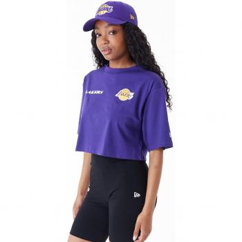 Camiseta Crop de mujer New Era Los Angeles Lakers Team Logo lila manga corta tamaño L