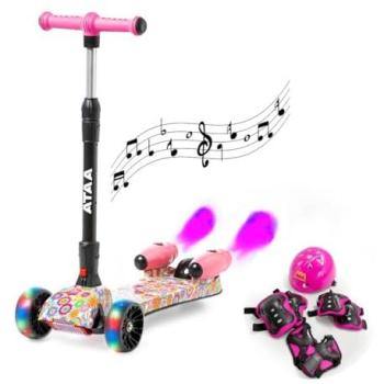 Patinete Infantil Shuttle PREMIUM 3 Ruedas con Humo, Luces LED, Altavoz Bluetooth y Manillar Regulable