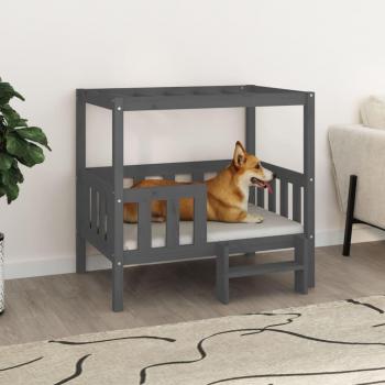 Cama para Perros de Madera Maciza de Pino Gris 95,5x73,5x90 cm Color Blanco y Marrón Miel