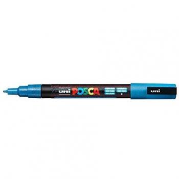 Rotulador Uni Posca PC-3ML Punta Cónica Fina 0.9-1.3mm Color Azul Claro con Purpurina