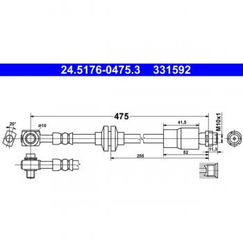 Tubo de freno ATE 24.5176-0475.3, Latiguillo de freno ATE 24.5176-0475.3