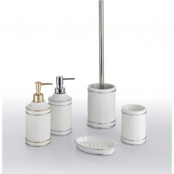 Gedy Olimpia Portacepillos, Resina, Blanco/Oro, 9 X 9 X 45.5 Cm