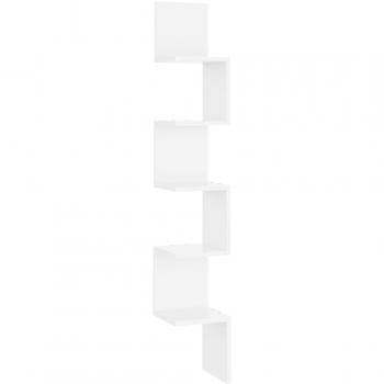Estante de esquina pared contrachapado 20x20x127,5 cm en Blanco, Negro y Gris - Mueble de Almacenaje Estantería para Oficina, Estudio, Sala de Estar y Dormitorio