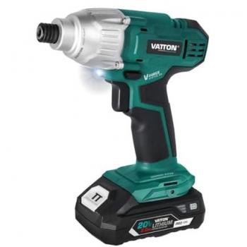 Atornillador de Impacto VATTON 20V con 1 Batería 2.0Ah, Potencia en tus Manos, color verde y negro