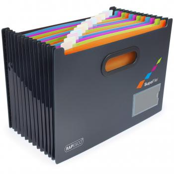 Archivador Expansible A4 Rapesco SupaFile 13 Compartimentos Antibacteriano Negro