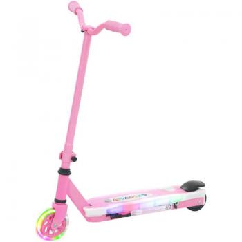 Patinete Eléctrico Infantil Rosa AIYAPLAY 4-7 Años, Max. 6 km/h, Motor 80 W, Autonomía 8 km, con Luces LED y Freno Posterior