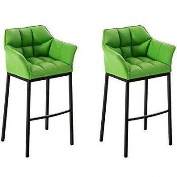 Set de 2 Taburetes Damaso Verde y Negro con Asiento en Similpelle y Estructura de 4 Patas