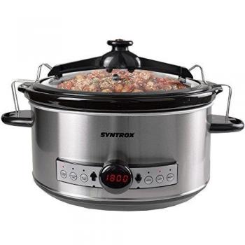 Syntrox Germany – 6,5 litros Acero inoxidable LED Slow Cooker Digital con temporizador y función de mantenimiento en caliente