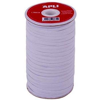 APLI 18675 - Bobina de cuerda elástica plana de 5 mm x 100 m en color blanco multiusos