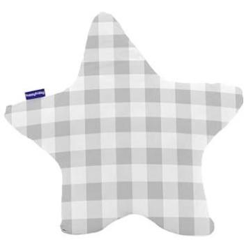 Cojín Cuadros Estrella Vichy Gris 50 x 50 cm, 100% Algodón, Calidad Superior