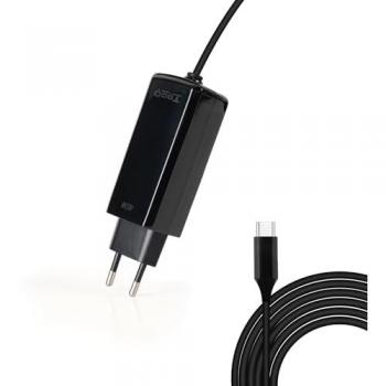 Cargador de Portátil Tooq GAN USB-C PD 45W con Cable de 1.80m, Negro