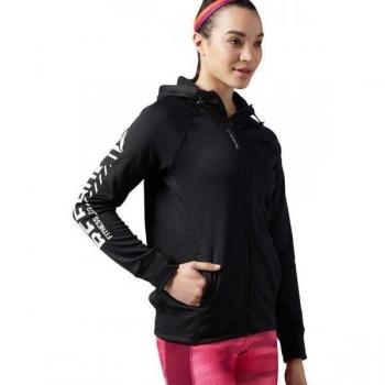 Reebok Wor Zip Hood - Sudadera para mujer, color negro, talla XXS