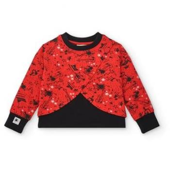 Camiseta Roja para Niña con Estampado Musical y Detalles Negros - Colección Dark and Roses (Talla 8 años)