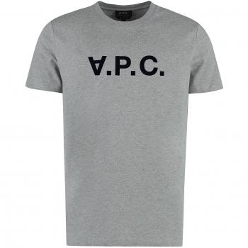 A.P.C. Men's Cotton Crew-Neck T-Shirt in Grey, Size Small, Color PLB