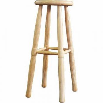 Taburete Redondo de Madera con Barniz - 70 cm - Diseño Elegante