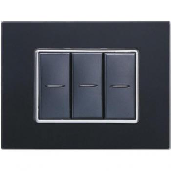 Placa Cristal 3m 4m 6m Negra Efecto Vidrio Compatible con Bticino Axolute - 3 Foros