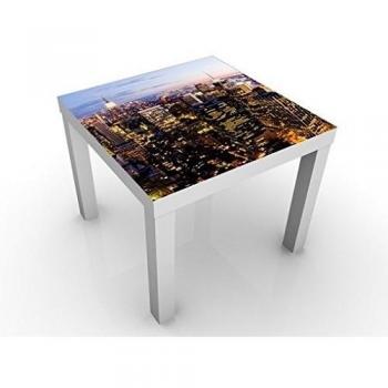 Apalis Mesa de diseño New York Skyline at Night 55x55x45cm, Tischfarbe:Weiss;Größe:55 x 55 x 45cm