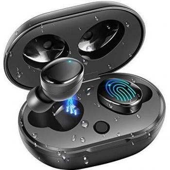Auricular Inalámbricos Bluetooth 5.0, moosen IPX7 Impermeable 27H Playtime AAC 8.0 CVC 8.0 Cierto Auriculares Inalámbricos con Hi-Fi Graves Profundos Sonido Estéreo, Control Tactil & Estuche de Carga