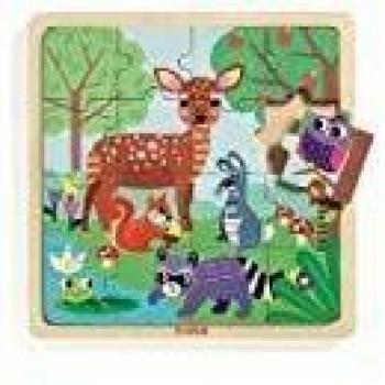 DJECO- RompecabezasPuzzles encajables y rompecabezasDJECOEncajable Puzzlo Forest, Multicolor