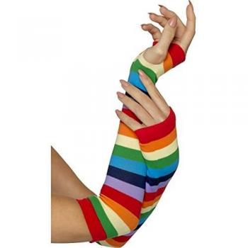 Smiffy'S 46981 Guantes De Rayas Sin Dedos, Multicolor, Tamaño Único
