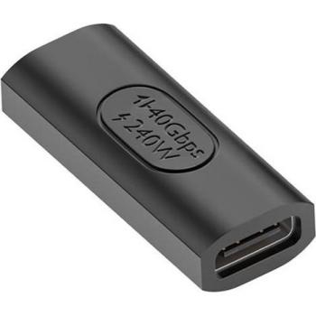 Adaptador USB-C hembra 3 en 1 para carga, sincronización y vídeo - Negro